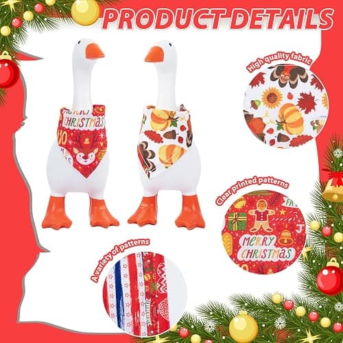 8Pcs Holiday Desk Goose Outfits 7 inch Desk Goose Bandana, Valentine's Day, All Seasons Magnetic Desk Goose Clothes Costume Triangle Scarves Neckerchief for Mini Goose Duck Statue Decor thumbnail 4
