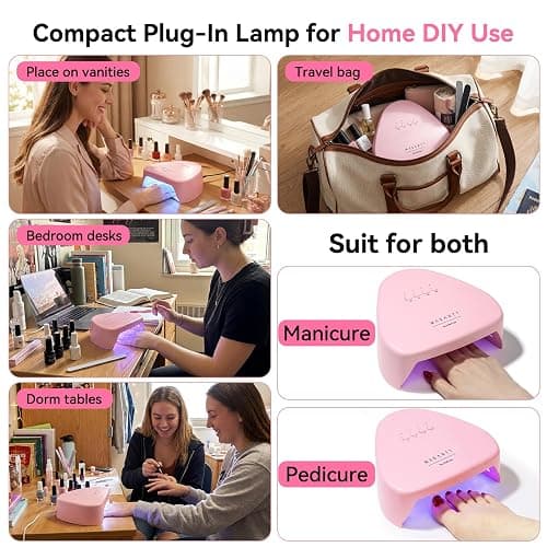 Makartt Compact Travel UV Nail Lamp for Gel Polish, Plug-in Nail Dryer with 5s Flash Cure, 99s Mode for Dark Thick Gels, Auto Sensor, 4 Timers & 18 LED Beads for Beginner Home DIY Gift (Pink) thumbnail 7