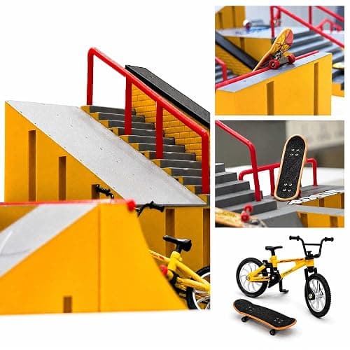 14-in-1 Fingerboard Skate Park Toy Set for Kids with 8 Skateboards and Bike | Modular fingerboard skatepark, Multiple layouts, Smooth-edge ABS ramps, Half pipe and rails, Fits most standard fingerboards thumbnail 8