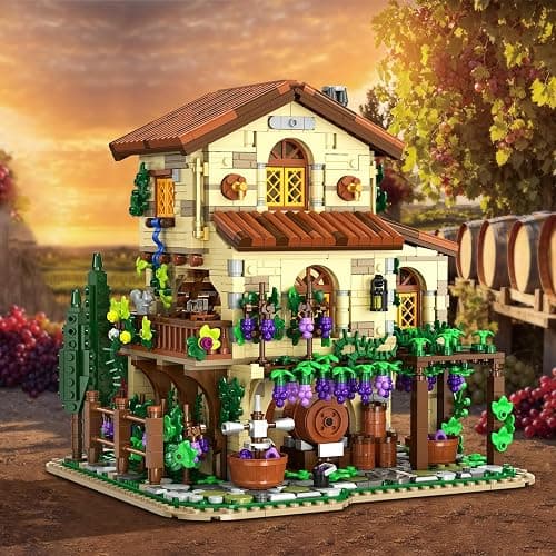 INSOON Winery Chateau House Building Set with Lights, Vineyard Castle Construction Model Home Decor, 1826 PCS Vine Estate Autumn Cabin Building Block Kit, Birthday Gift for Adults Teens Boys Girls thumbnail 7