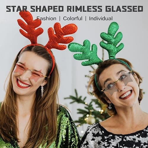 Klfoho Rimless Star Shape Sunglasses Fashion Glasses Women Men Party Christmas Cosplay Glasses Pentagram Sunglasses thumbnail 4