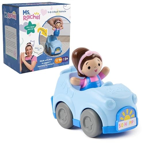 Ms. Rachel 1-2-3 Roll! Vehicle with Click-in Figure & Pull Back Action, Educational Toys & Toddler Toys for Girls & Boys Ages 1-3Y+ - Image 1