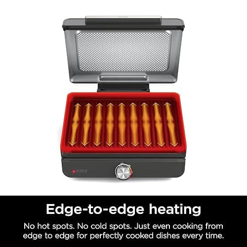 Ninja Griddle and Indoor Grill, 14’’, Electric Grill, For Steak, Burgers, Salmon, Veggies, and More, Pancake Griddle, Nonstick, Dishwasher Safe, 500F, Even Cooking, Silver, GR101 thumbnail 6