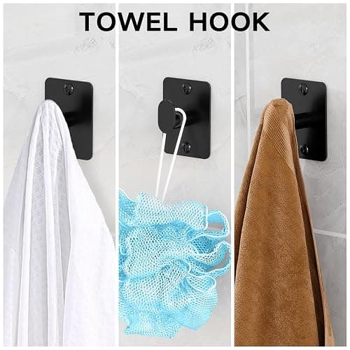 KLJKPA Black Bathroom Accessories Set, 4-Piece Bathroom Hardware Set | 16 inch Towel Bar, Towel Racks for Bathroom, Robe Towel Hooks, Toilet Paper Holder Wall Mounted thumbnail 6