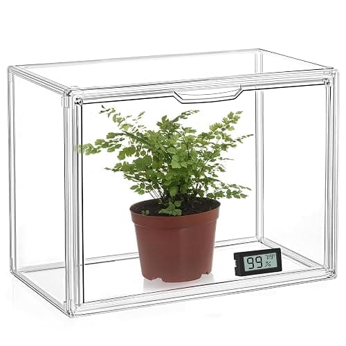 HBlife Mini Greenhouse for Indoor, Clear Stackable Green House with Magnetic Waterproof Door for Small Plants Nursery Germination, Tabletop Portable Greenhouse, 14.1x8.6x10.6 Inch (1 Pack) - Image 1
