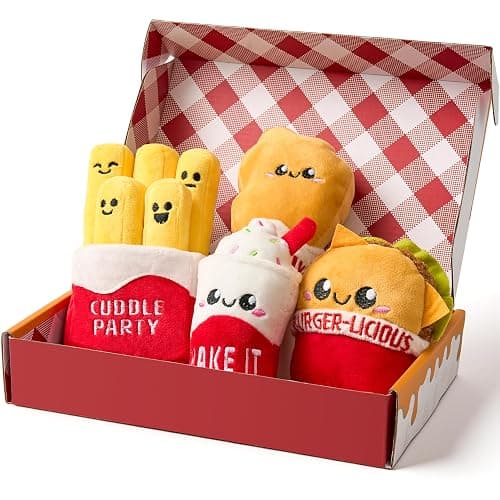 JOYIN 4 Pcs Emotional Support Plushies, Easter Fast Food Plush Stuffed Toys Set, Cute Burger Fries & Milkshake Plush Pillow for Girls Boys Teens, Fun Comfort Food Gift Box for Birthday & Care Package - Image 1