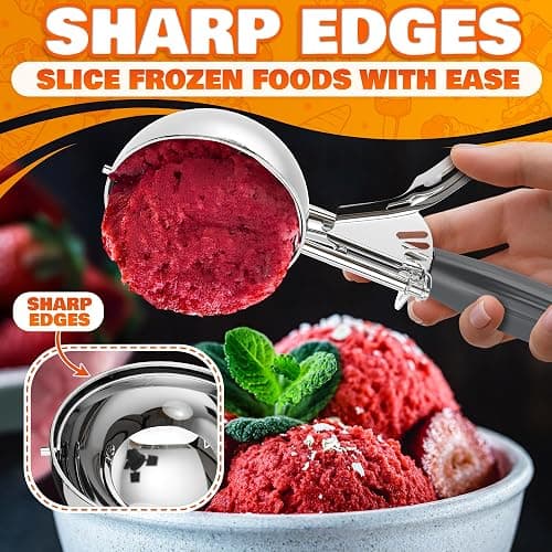 4 oz Ice Cream Scoop with Trigger Release #8 – Stainless Steel Versatile Tool for Baking, Cookies and Desserts Spoons, Dishwasher-Safe, Ergonomic Design, Great as Christmas Gifts for Dessert Lovers thumbnail 5