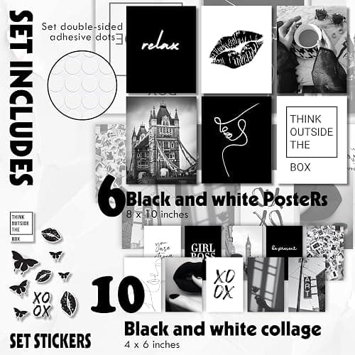 97 Decor Black and White Posters for Room Aesthetic - Black and White Wall Decor, Boy Play Bunny Art Prints, Retro Trendy Posters for Teen Girls Dorm Bedroom Office Decoration (8x10 UNFRAMED) thumbnail 2