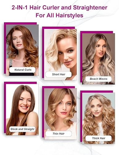 LANDOT Hair Straightener and Curler 2 in 1, Twist Flat Iron 1" Dual Voltage | Anti-Frizz Tourmaline Ceramic Float Plates, Fast 30s Heat-Up, 12 Temp 250-450F, All Hair Types, Auto Shut-off thumbnail 7