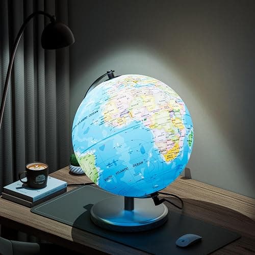 Orionstar 13" Large World Globe with Stand, Educational Globe for Kids Learning, Colorful HD World Map Details, Illuminated Globes Lamp with Stable Heavy Metal Base, LED thumbnail 2