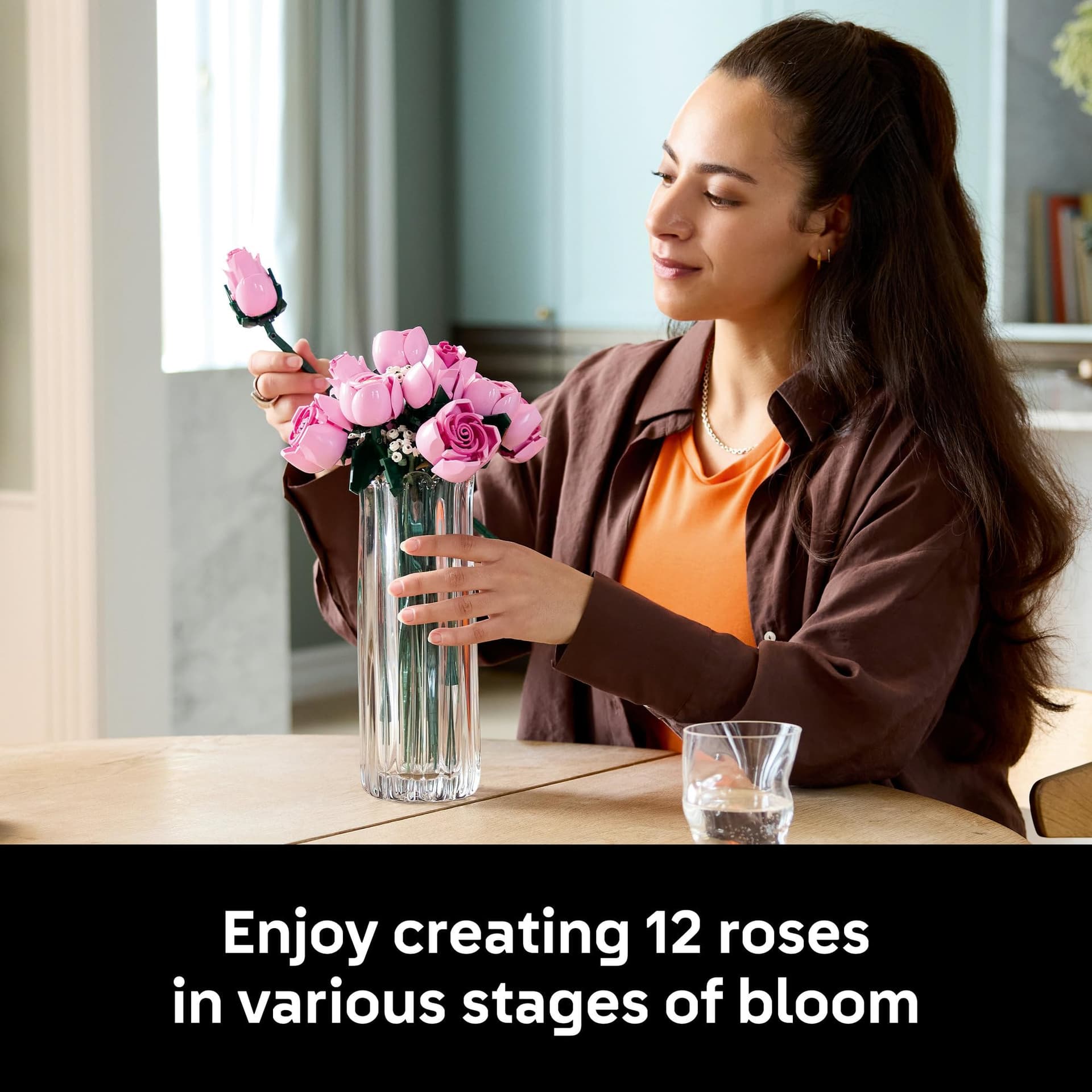 LEGO® Botanicals Bouquet of Pink Roses 10374 Decorative Flowers Building Kit for Adults, Floral Decor, Buildable Flower Arrangement, Mother’s Day, Valentine’s or Birthday Treat for Women and Men thumbnail 3