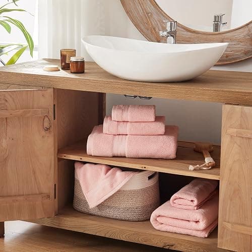 COZYART Pink Bathroom Towel Set 6Pcs, 100% Turkish Cotton Bath Towel Sets for Bathroom, Soft Absorbent, 650 GSM Luxury 6 Pcs with 2 Bath Towels, 2 Hand Towels, 2 Washcloths thumbnail 7