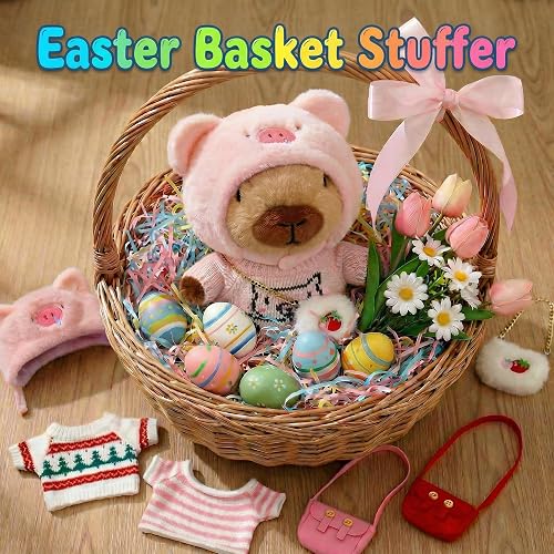 redaica Capybara Plush with 9PCS Clothes & Accessories, Dress Up Stuffed Animals Toy, Easter Basket Stuffers, Cute Capibara Peluches for Girls Boys Kids, Soft Kapibara Plushies Easter Gifts for Kids thumbnail 4
