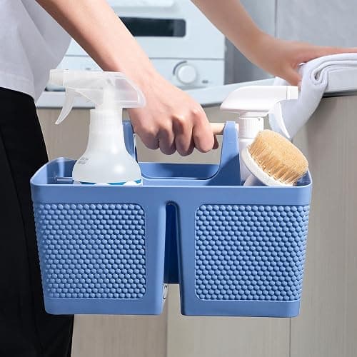 rejomiik Portable Shower Caddy Basket Plastic Cleaning Caddy Organizer Storage Tote with Handle for Bathroom, College, Dorm Room Essentials, Dark Blue thumbnail 6