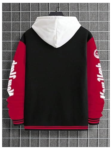 SOLY HUX Men's Varsity Jacket Color Block Letter Graphic Long Sleeve Baseball Jacket Bomber Coat thumbnail 2