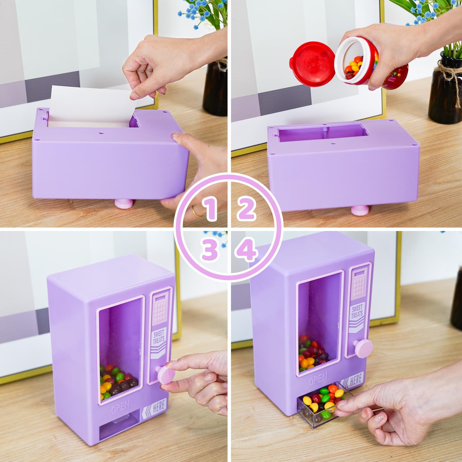 YOBRO Candy Dispenser, Cute Vending Machine for Desktop, Manual Candy Machine, Dispense Mini Candies, Birthday& Girls, Friends Girlfriends (Pink) thumbnail 6