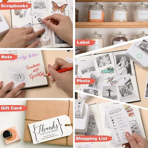 cudinham Print Pods Mini Printer, Sticker Printer with 10 Rolls Thermal Printing Paper, Inkless Pocket Printpod for Phone, Impresora Portátil for Notes, DIY, Compatible with iOS & Android (White) thumbnail 7