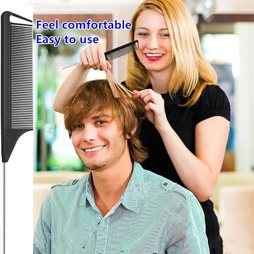 10pcs Rat Tail Combs Set,Salon Hair Stylists Metal Fine Tooth Combs thumbnail 3