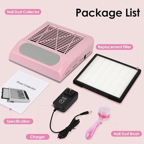CoFashion Nail Dust Collector for Acrylic Nails Vacuum Machine, 80W Adjustable Vacuum, Electric Nails Filter for Manicure Nail Fan Dust Collector thumbnail 7