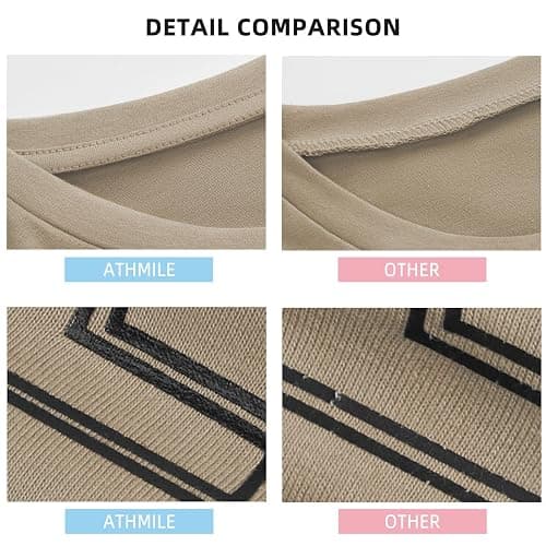 ATHMILE Womens Oversized T Shirts Loose Fit Crewneck Short Sleeve Tops Summer Casual Blouse Y2K 2025 Basic Tee Beach - Small - Khaki thumbnail 3