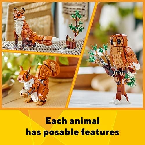 LEGO Creator 3 in 1 Forest Animals Red Fox Toys - Building Toys for Kids, Boys & Girls, Ages 9+ - W/ 3 Building Options into Fox, Owl, or Squirrel - Gift for Christmas - 31154 thumbnail 4
