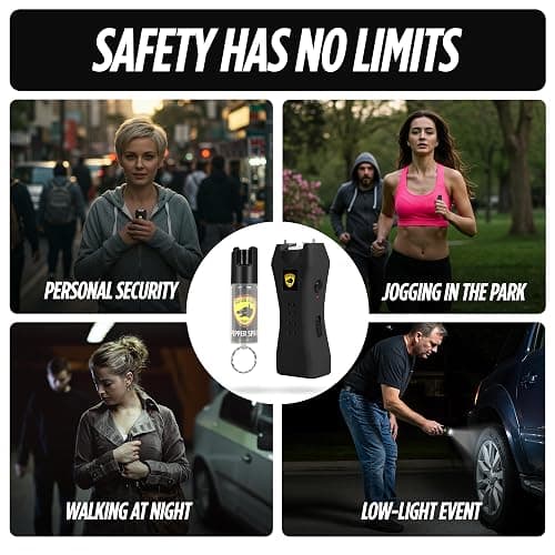 Guard Dog Security Mini Stun Gun Flashlight Rechargeable and Pepper Spray Self Defense Keychain for Women, Stun Gun Flashlight and Pepper Spray Combo, Personal Safety Value Set thumbnail 6