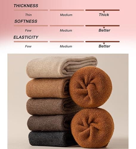 BLONGW Warm Thermal Boot Socks for Women - Knee High, Winter, Running, Hiking, Gifts - Thick Socks for Cold Weather thumbnail 7