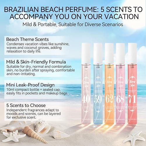 Perfume for Women Gift Sets, Perfume Miniatures Gift Sets for Women, Mini Perfume Sets for Women, Digital Beach Perfume, Long-Lasting Fragrance, Niche Perfume, Portable, 5 X 10ml thumbnail 2