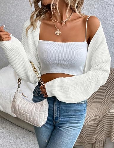 MURMUREY Womens Long Sleeve Open Front Knit Crop Bolero Cardigan Sweater Shrug for Dress 2025 thumbnail 4