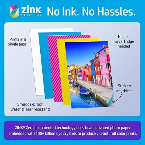 HP Sprocket Portable 2x3 Instant Color Photo Printer (Lilac) Starter Bundle thumbnail 6