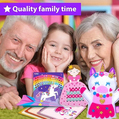 KRAFUN My First Craft Workshop Art and Craft Kit for Kids - 19 Projects in 10 Envelopes, Unicorn, Mermaid, Princess & Llama Crafts, Creative Educational Activity Gift for Girls Toddlers Ages 3 4 5+ thumbnail 7