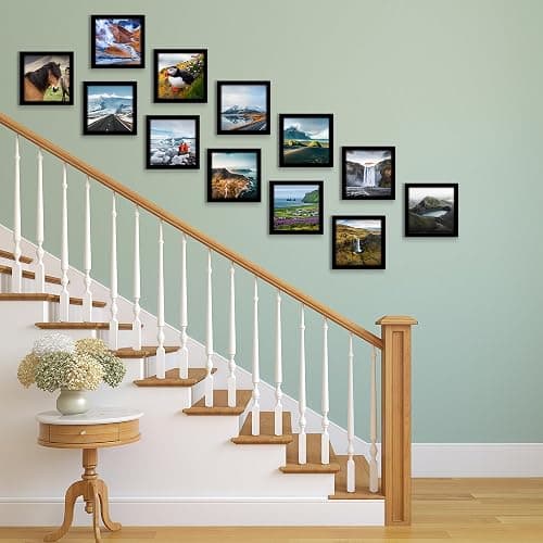 Americanflat 8x8 Picture Frame with Polished Plexiglass - Set of 12 - Signature Collection - Picture Frames with Engineered Wood - Square Frame for Tabletop and Wall Display - Black thumbnail 6
