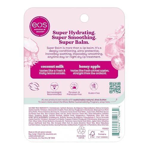 eos 24H Moisture Super Balm - Coconut Milk & Honey Apple, Day or Night Lip Treatment, Made for Sensitive Skin, Lip Balms & Moisturizers, 0.35 fl oz, 2-Pack thumbnail 6