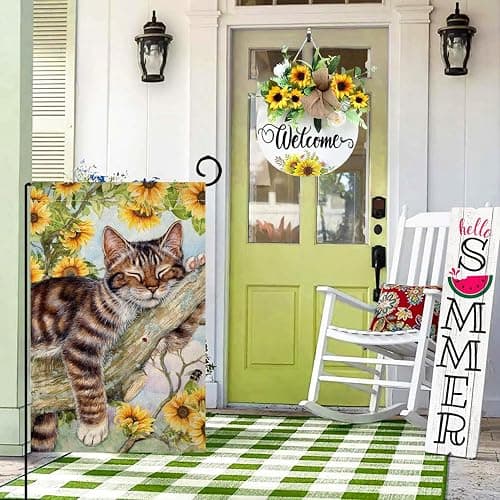 BLKWHT Summer Cat Garden Flag 12x18 Inches Double Sided for Outside, Sunflower Burlap Small Seasonal Yard Flag for Outdoor Decor BW640 thumbnail 5