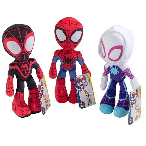 Marvel Spidey & His Amazing Friends 8" Plush 3-Pack Set - Spider-Man, Miles Morales, Gwen Stacy Ghost - Officially Licensed Stuffed Animal Toy Figures - Spider-Verse Gift for Kids, Boys, Girls - Image 1