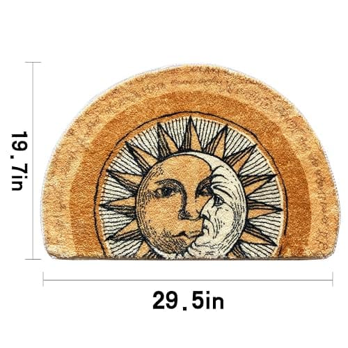 WERGHJ Half Round Door Mat, Semi Circle Bathroom Floor Rug, Tarot Sun Moon Welcome Entrance Way Mat, Non-Slip Absorbent Microfiber Tufted Indoor Rug for Kitchen Living Room thumbnail 3