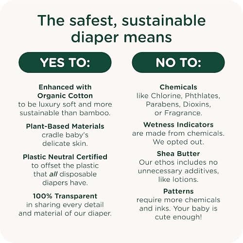 Our Diapers | EWG Verified Safe & Plant-Based Diapers | Leak Protection | Soft Organic Cotton Shell | Chlorine-Free Diaper for Sensitive Skin | Size 1 (7-14 lbs) 42 Count thumbnail 4