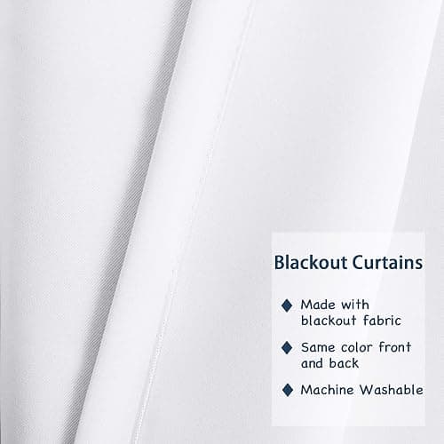 Room Darkening Curtain Panels Pure White Curtains Window Treatment Energy Saving Thermal Insulated Solid Grommet Room Darkening Drapes for Bedroom/Nursery, Pure White, 2 Panels, 52 in x 84 in (W x L) thumbnail 5