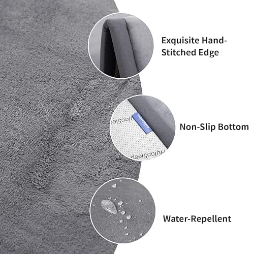 Huloo Sleep Ultra Soft Baby Play Mat for Floor,1.3" Thick Elasti-Foam 50x50 Playpen Mat for Toddlers Infant kids,Water-Repellent Coral Velvet for Tummy Time,Non-Slip Backing Safe for Crawling,Tatami Style (Dark Grey) thumbnail 2