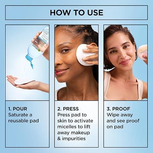 Garnier SkinActive Micellar Water For Waterproof Makeup, Facial Cleanser & Makeup Remover, 13.5 Fl Oz (400mL), 1 Count (Packaging May Vary) thumbnail 10