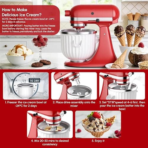 Ice Cream Maker Attachment for KitchenAid Stand Mixer | 2 Quart Ice Cream Bowl, Fits for KitchenAid 4.5 Qt & Larger Models - Homemade Ice Cream, Gelato & Sorbet, Ice Cream Machine by InnoMoon thumbnail 2