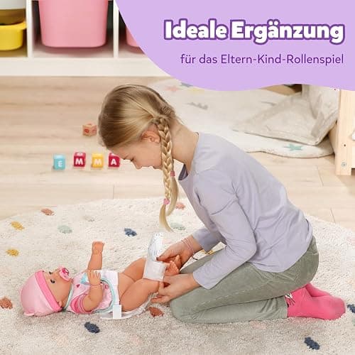 BABY born 5 Puppenwindeln - Mit süßem Print & Klebestreifen - Hochwertiges Puppenzubehör - Zubehör geeignet für Puppen der Größe 43 cm, Rose thumbnail 2