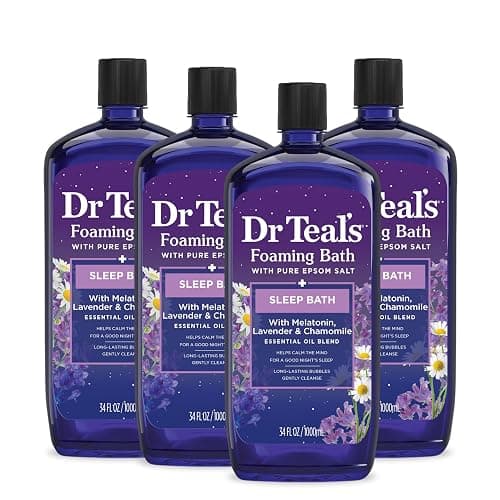 Dr Teal's Foaming Bath with Pure Epsom Salt, Melatonin Sleep Soak with Essential Oil Blend, 34 fl oz (Pack of 4) - Image 1