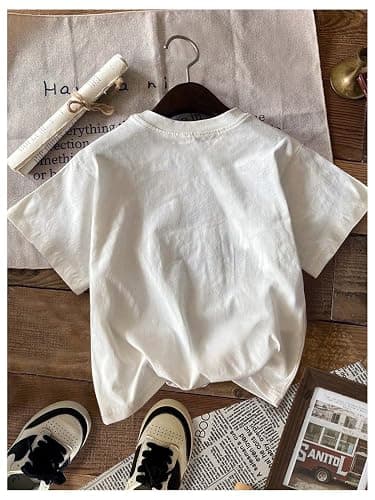 RoseSeek Girl's Geometric Star Graphic Tee Tops Casual Summer Short Sleeve Crew Neck T Shirt thumbnail 3