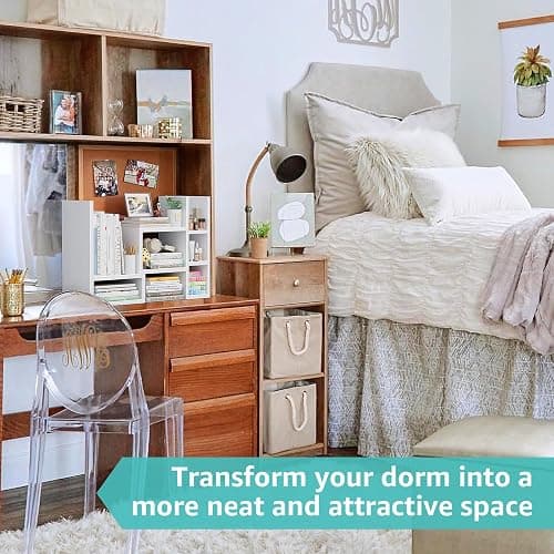 NUTIKAS Desk Shelves Desktop Orgnizer Shlef - White Office Organization for Top of Desk Organizers and Accessories Corner Bookshelf Table Top Shelving Small Hutch Decorations for Women Office thumbnail 3