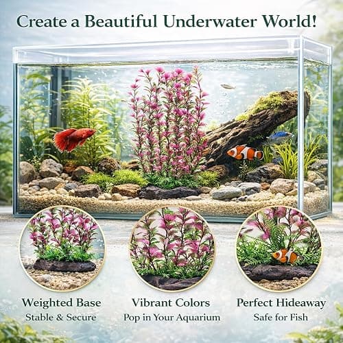 HERCOCCI Aquarium Silk Plants, Large 16 Inches Artificial Silk Fish Tank Plants for Betta Goldfish Tall Fish Tank Decorations thumbnail 2