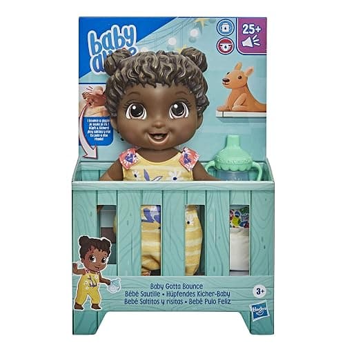 Baby Alive Baby Gotta Bounce Doll, Kangaroo Outfit, Bounces with 25+ SFX and Giggles, Drinks and Wets, Black Hair Toy for Children Aged 3 and Up thumbnail 3