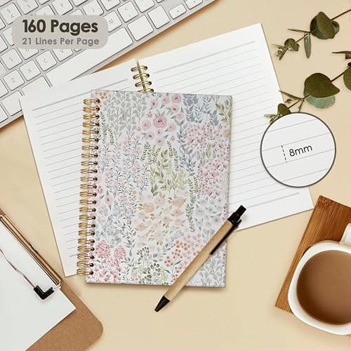 Wheatwin Cute Notebook, Aesthetic Spiral Notebook Journal for Women | Floral Pastel Pretty Hardcover Spiral Notebook for School, Pink Journal for Teen Girls Nurses Teacher 5.5x8.3 thumbnail 4