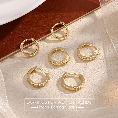 JUNVirtuous 925 Sterling Silver Hoop Earrings for Women Hypoallergenic Silver Small Huggie Hoop Earrings for Women Stack Sets for Multiple Piercing Trendy Jewelry aretes de plata 925 para mujer thumbnail 6