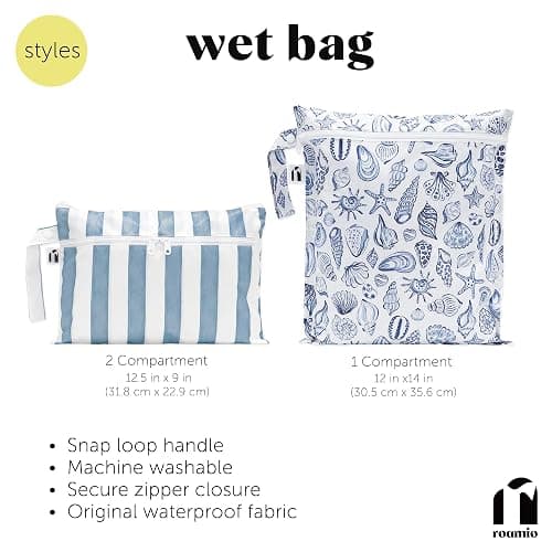 Bumkins Roamio - Waterproof Wet Bag - For Baby, Travel, Swim Suit, Cloth Diapers, Pump Parts, Pool, Gym, Toiletry, Strap to Stroller - Reusable & Easy to Clean - 2pk - Cowgirl Boots & Disco thumbnail 6